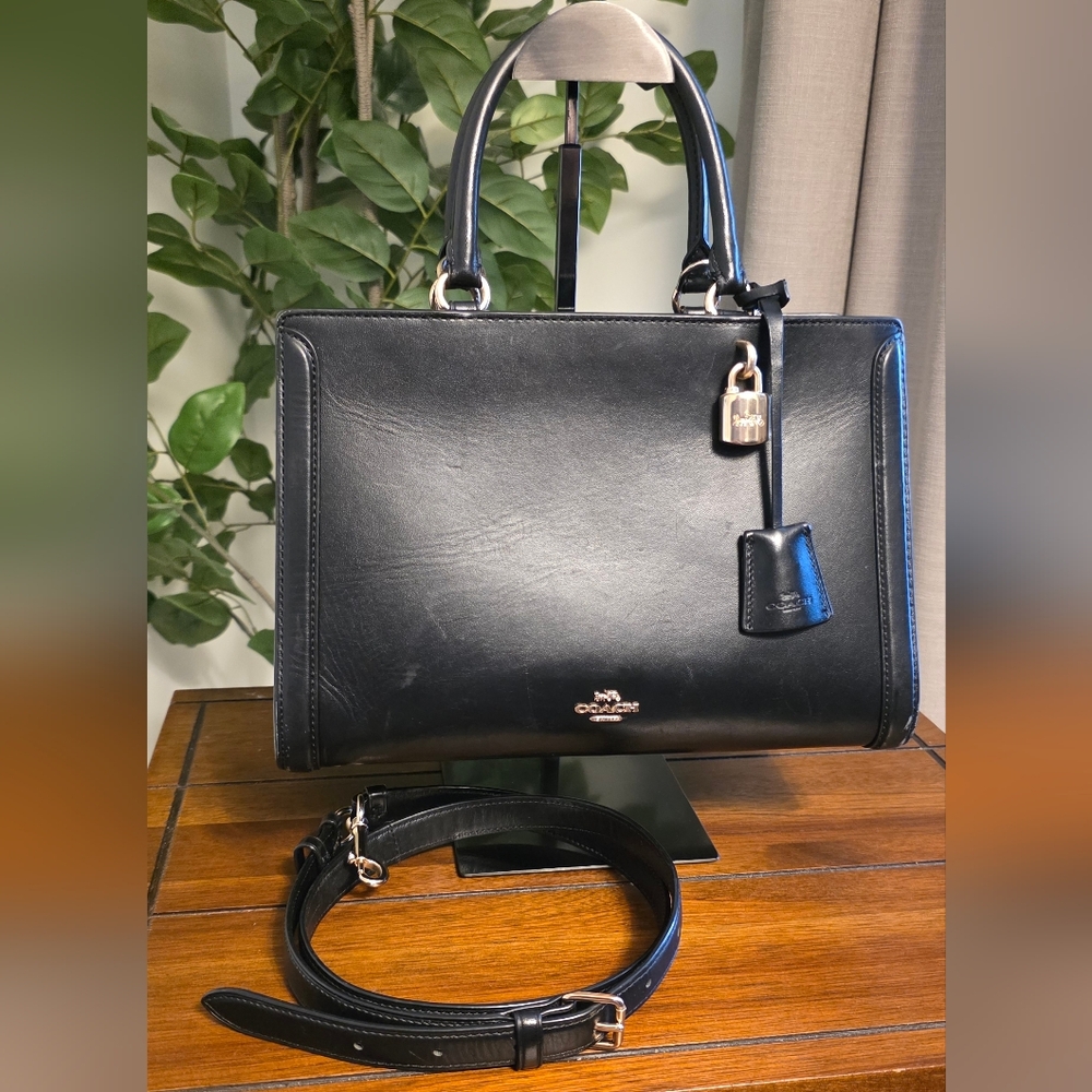 Coach Zoe Carryall Black Leather Satchel or Crossbody
